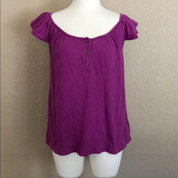 Old Navy Purple Button Flutter-Sleeve Top - Picture 1 of 3